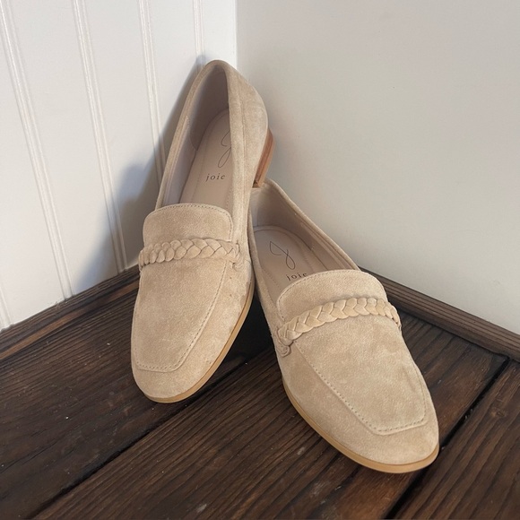 NWT Joie Huxley Tan Sueded Leather  Braided Loafers - Picture 1 of 8
